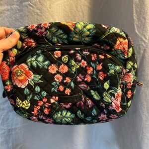 Vera Bradley makeup bag black floral quilted